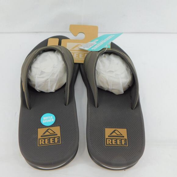 REEF Men's Flip Flops Fanning Brown Gum Bottle Sandal Opener Size 9 New - Picture 3 of 12